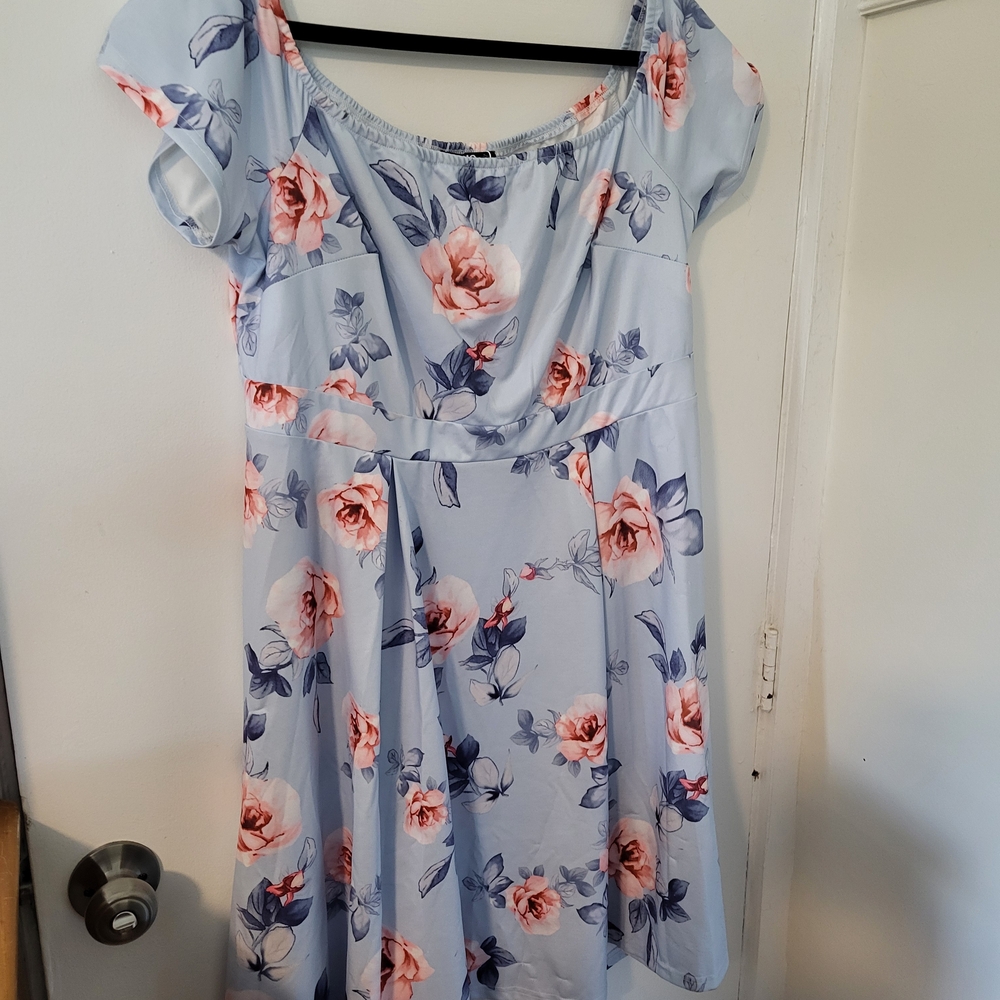YOINS Light Blue Floral Dress